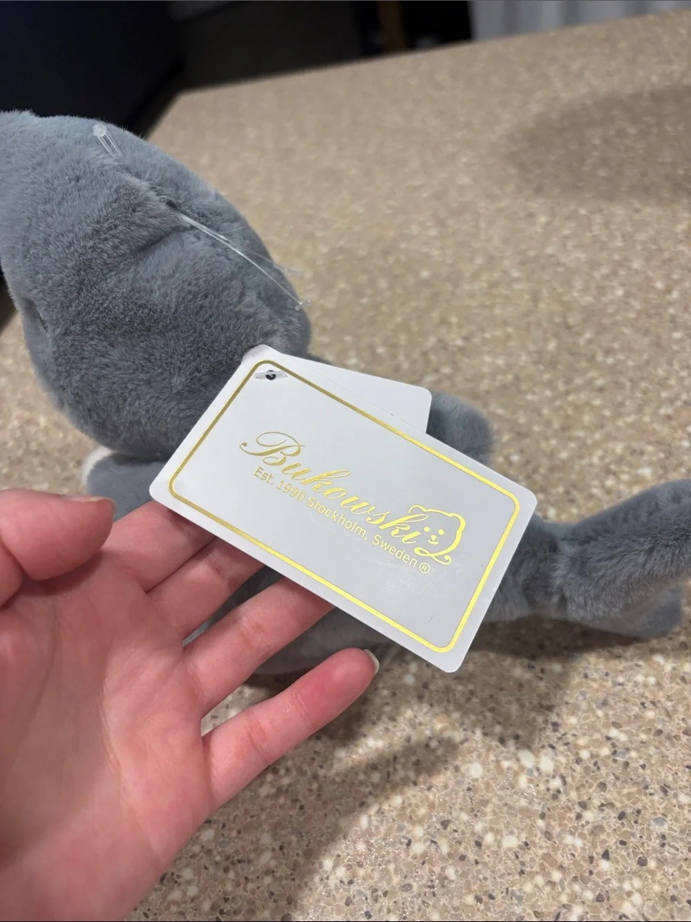 Plush Small Pet Hooded Mouse Toy - Gray and Cream